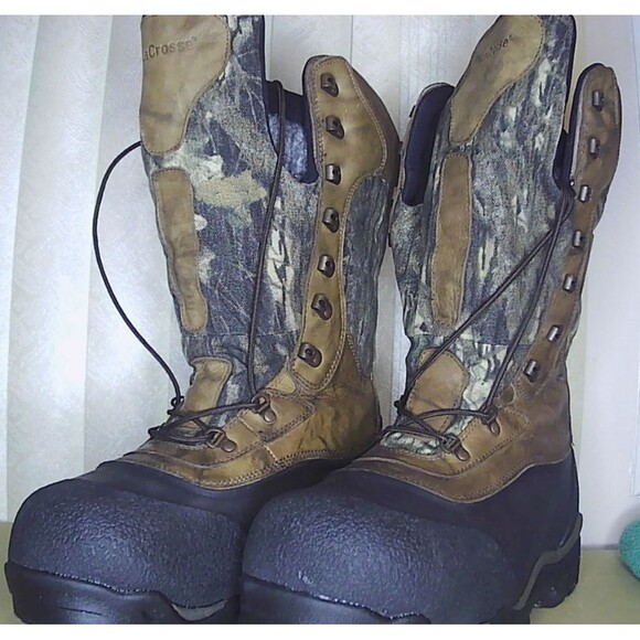 LaCrosse Thinsulate Ultra Camo Hunting Boots Size 10M Leather Rubber ATS 15” - Picture 1 of 8